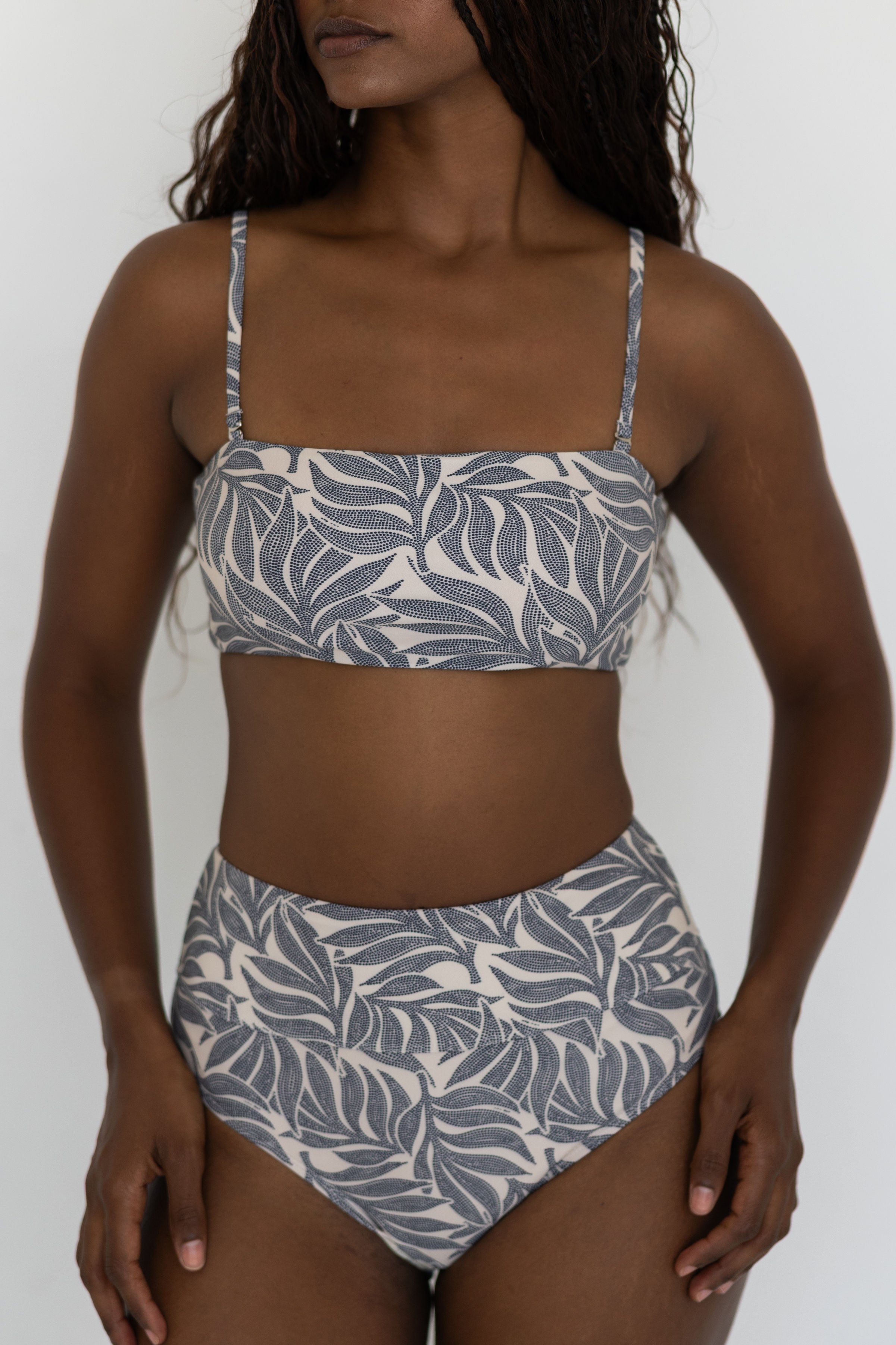 Palma High Waisted Bottoms | Modest Leaf Print Bikini Bottoms