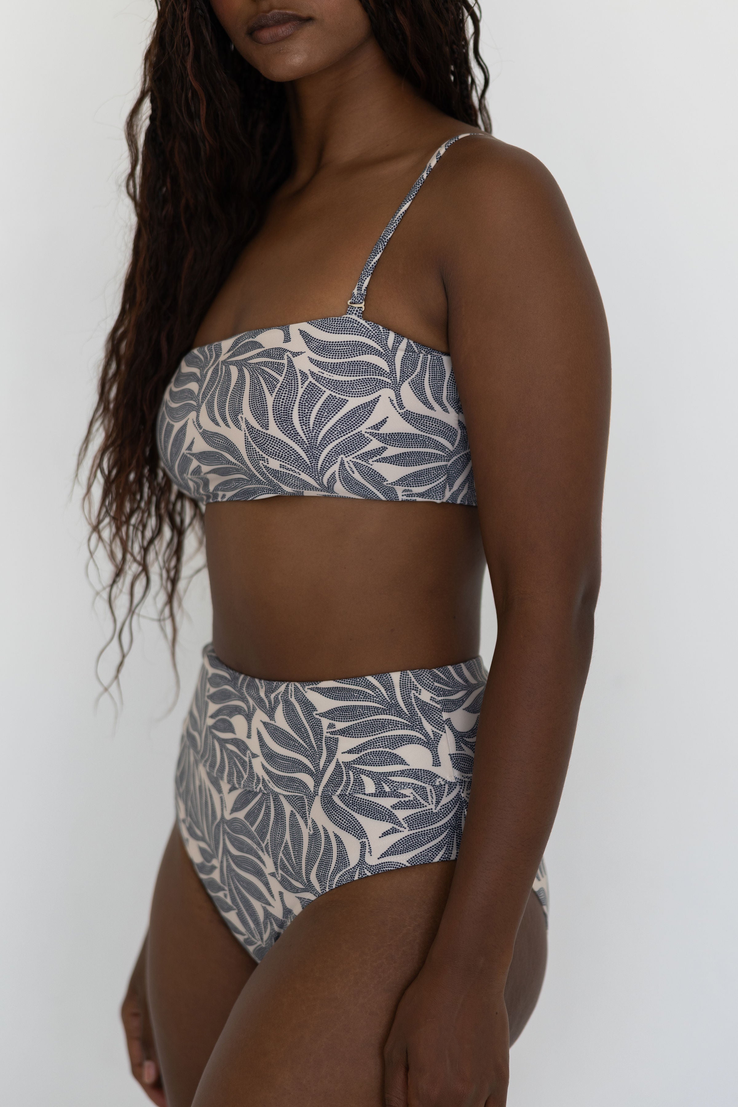 Palma High Waisted Bottoms | Modest Leaf Print Bikini Bottoms