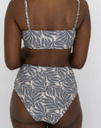 Palma Bikini Top | Leaf Print Straight Neck Bikini Top