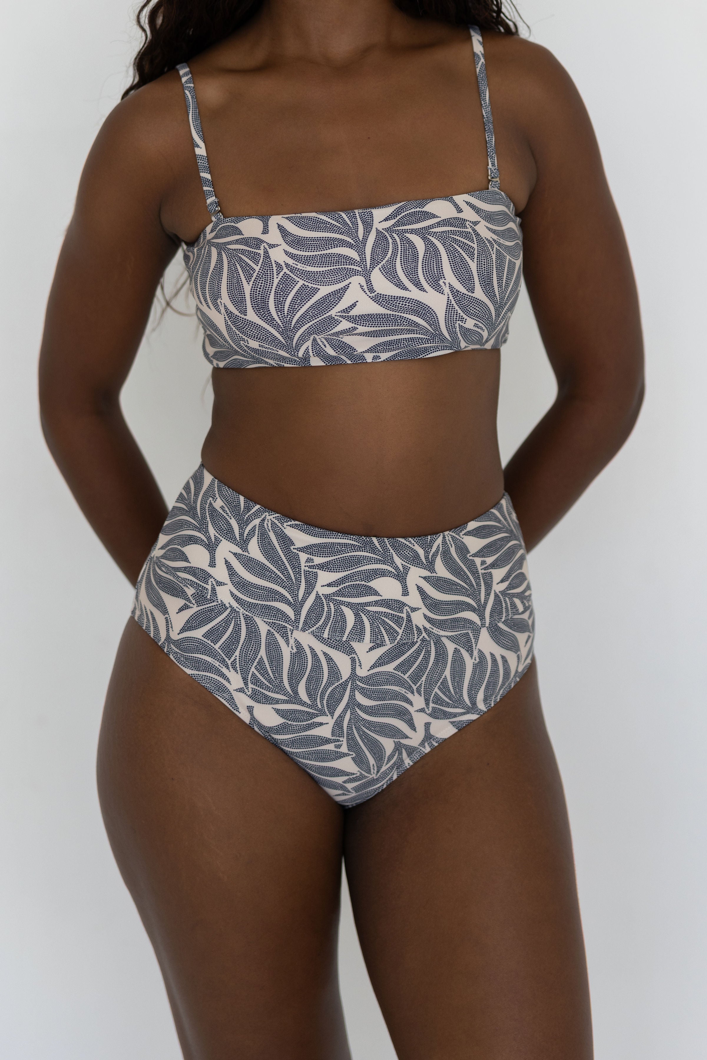 Palma High Waisted Bottoms | Modest Leaf Print Bikini Bottoms