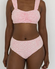 Peony High Waisted Bottoms | Textured Floral Ruched Swim Bottoms