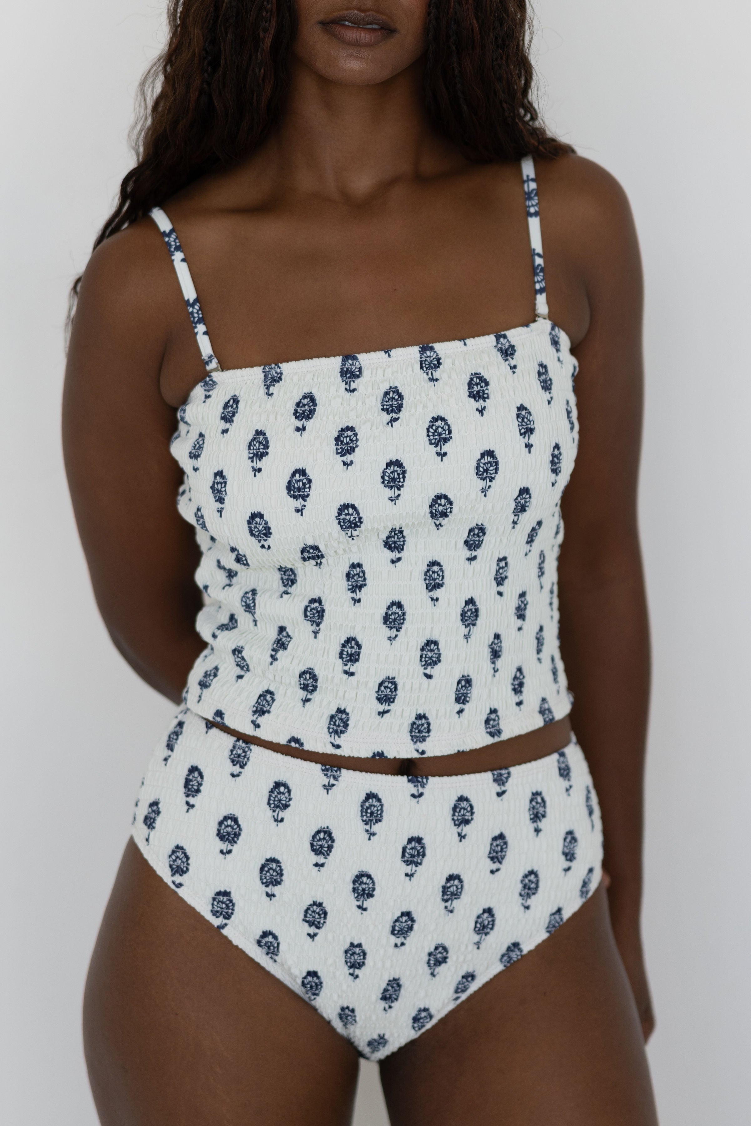 Porto Top | Shirred Tube Top Tankini with Removable Straps