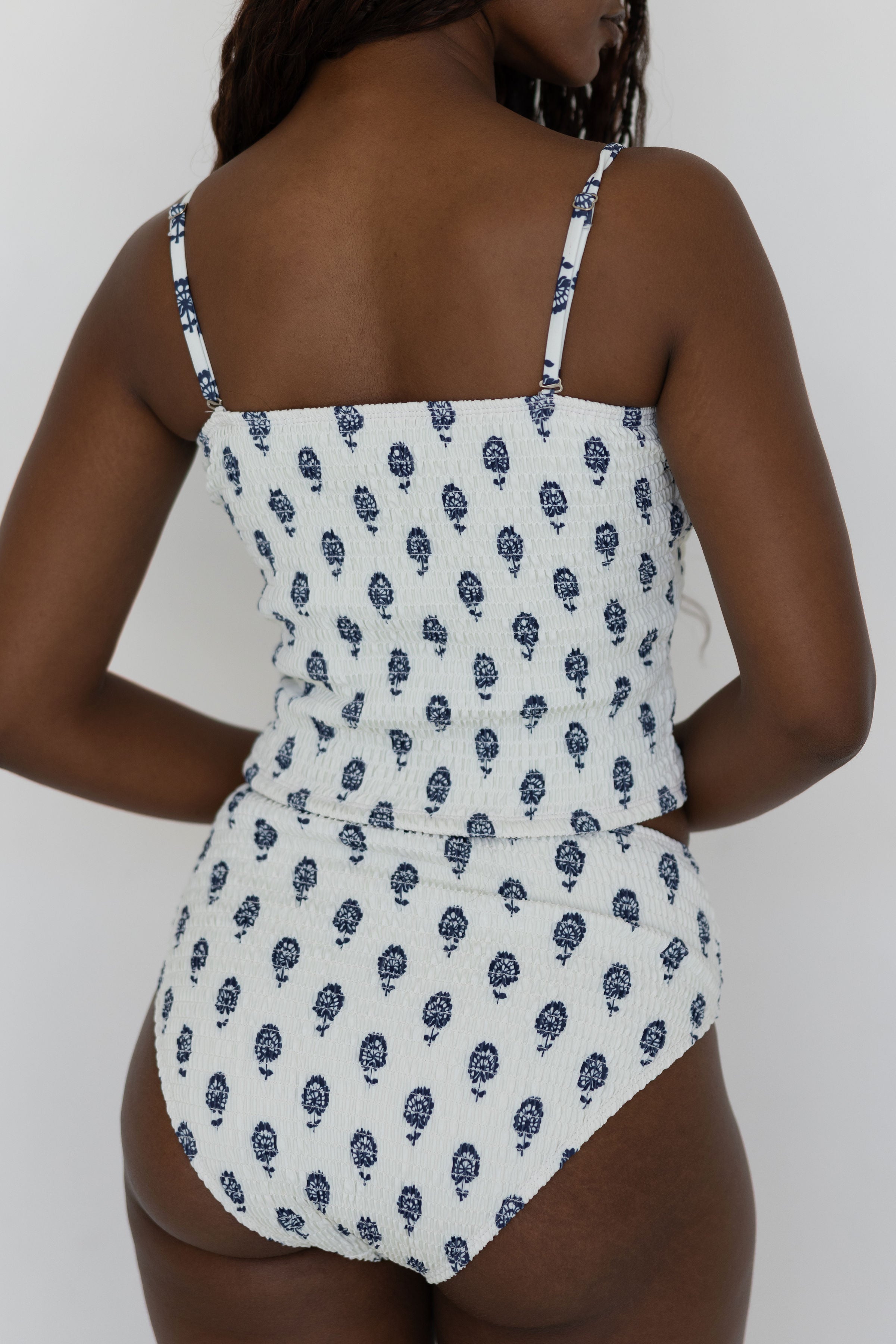 Porto Top | Shirred Tube Top Tankini with Removable Straps