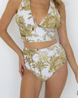 Rio High Waisted Bottoms | Ruched Toile Print Swim Bottoms