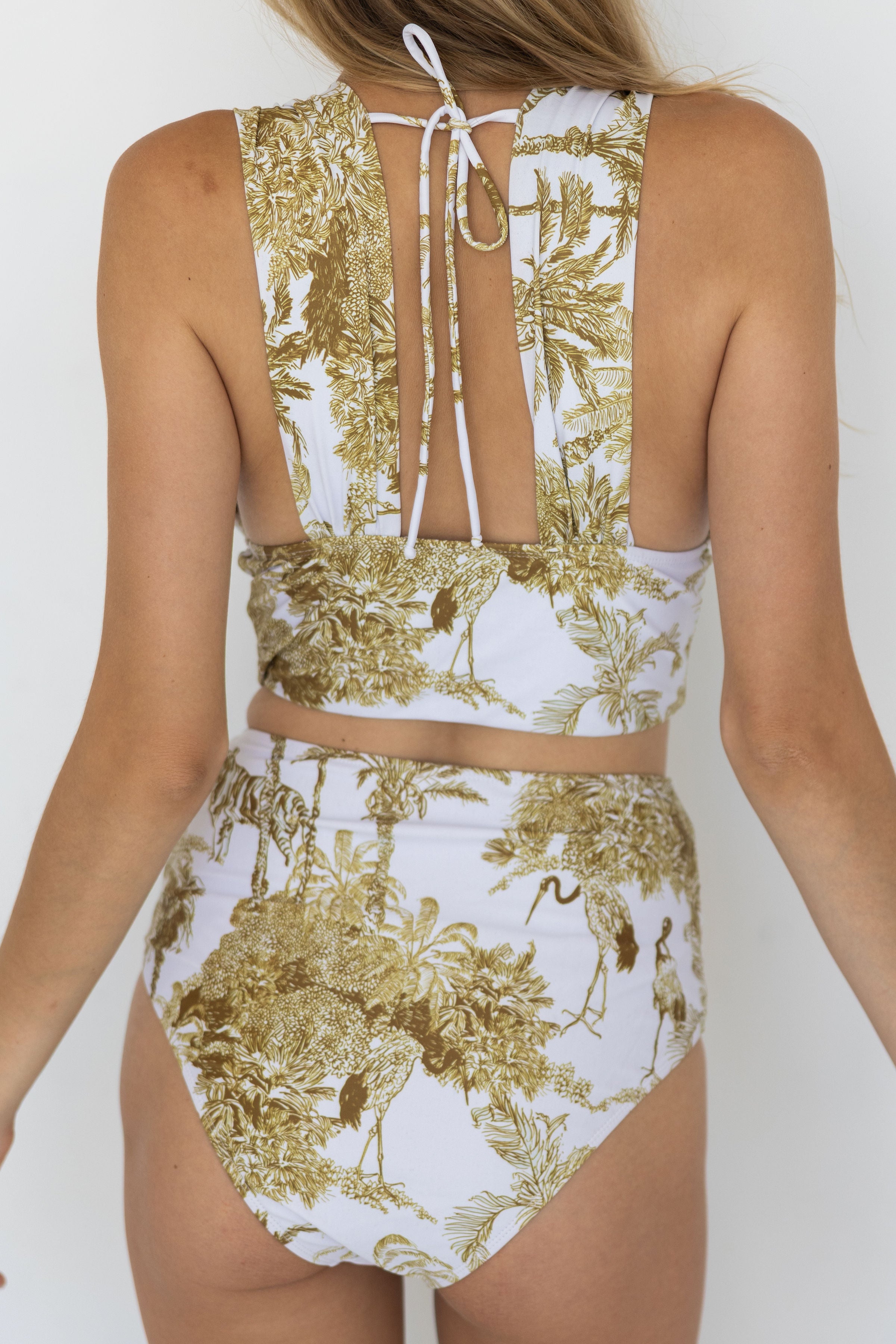 Rio High Waisted Bottoms | Ruched Toile Print Swim Bottoms