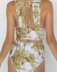 Rio High Waisted Bottoms | Ruched Toile Print Swim Bottoms