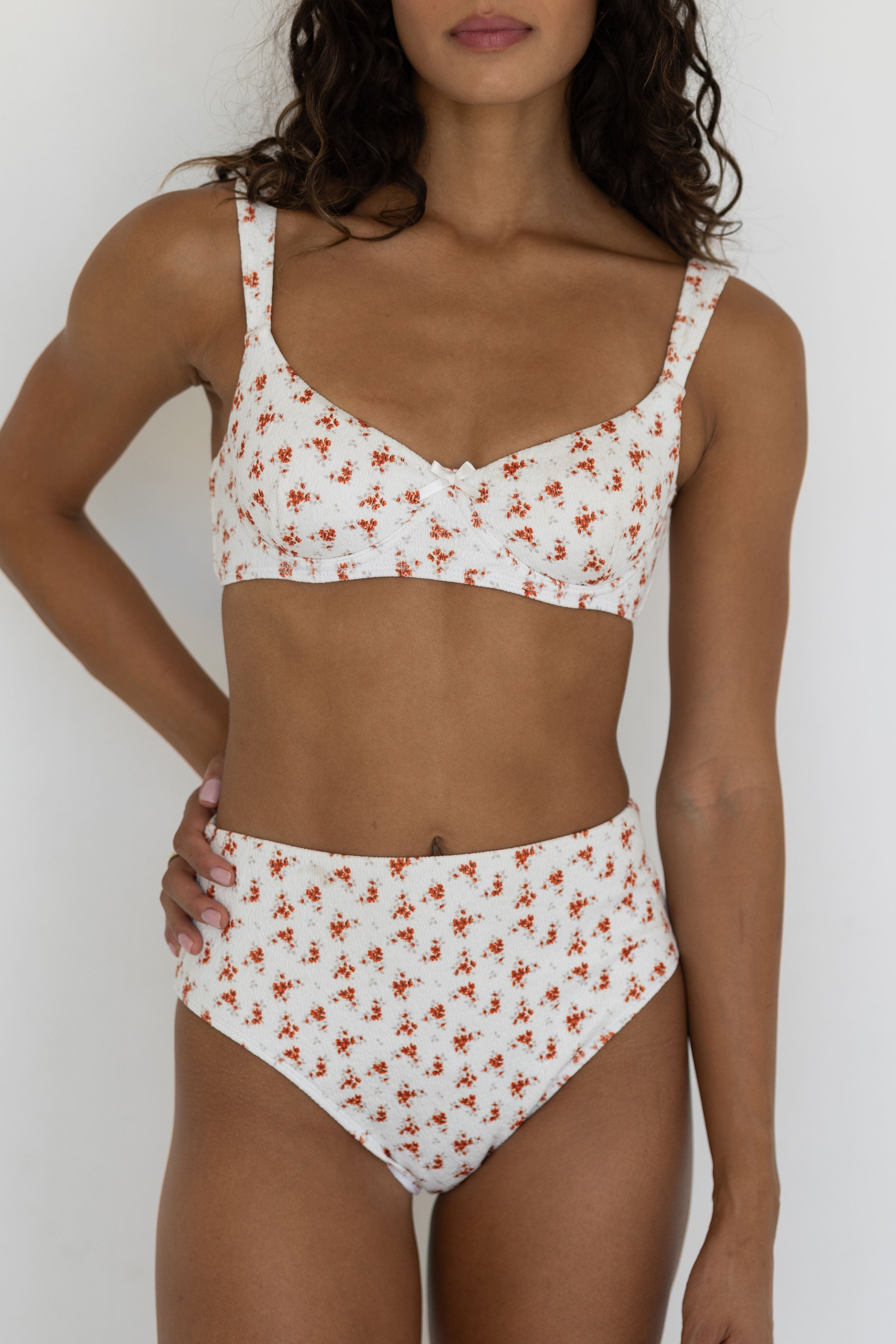 Rosie Bikini Top | Dainty Red Floral Underwire Bikini Top