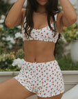 Rosie High Waisted Swim Shorts | Dainty Floral Full Coverage Modest Swim Shorts