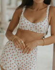 Rosie Bikini Top | Dainty Red Floral Underwire Bikini Top