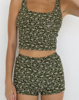 Savannah High Waisted Shorts | Floral Textured Retro Bikini Boy Shorts