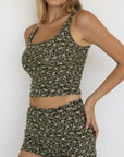 Savannah Top | Floral Textured Square Neck Tankini Top