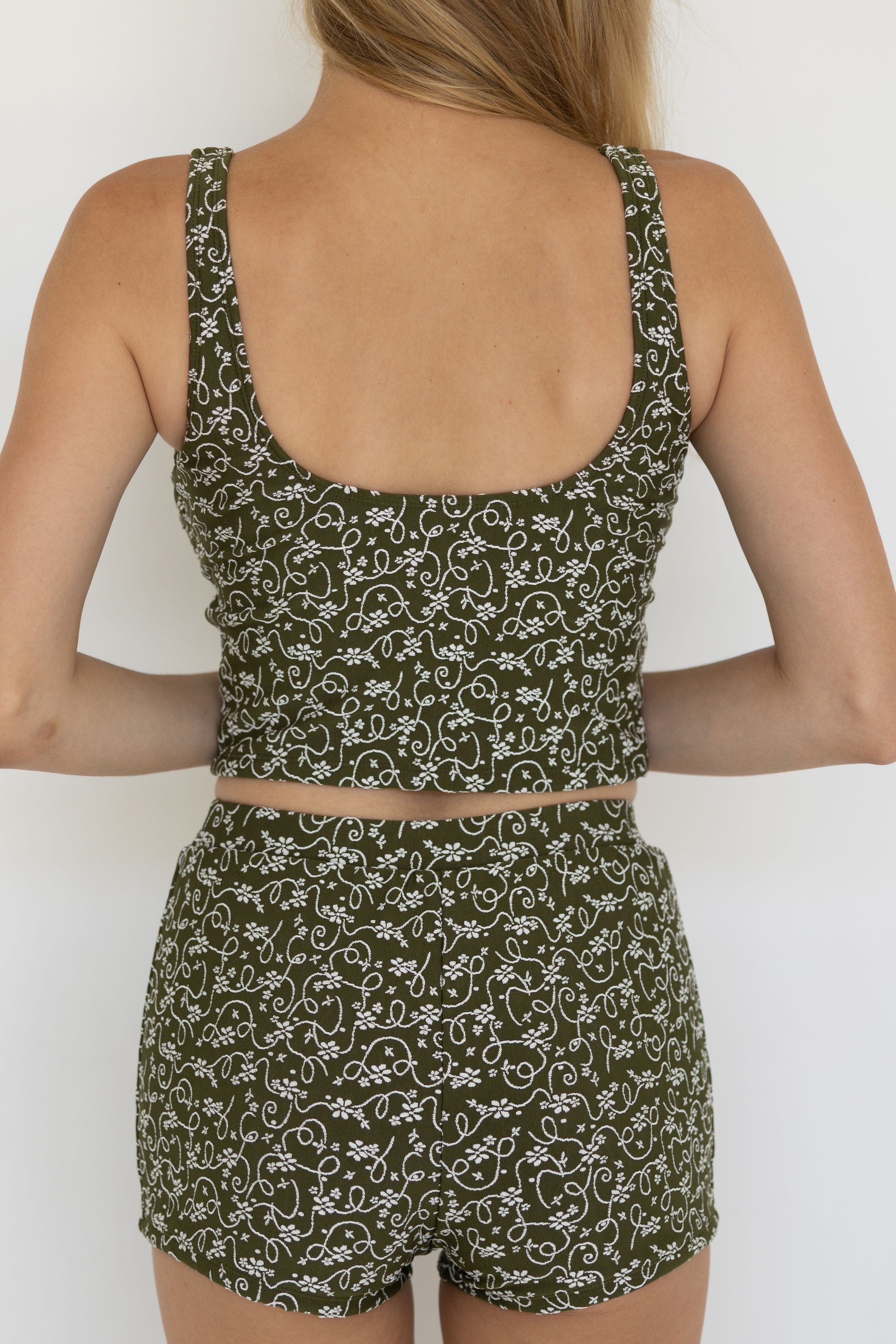 Savannah Top | Floral Textured Square Neck Tankini Top