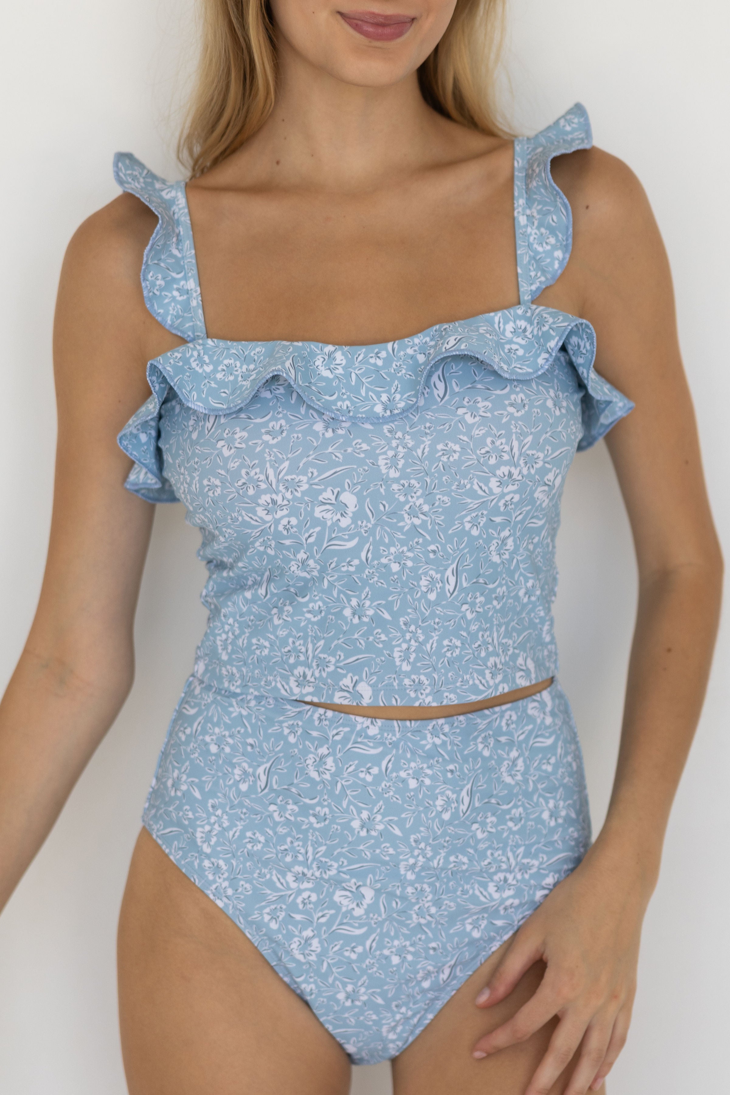 Seaside Top | Floral Ruffle Off Shoulder Tankini Top