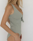 Serena One Piece | Ribbed Tie Front Swimsuit