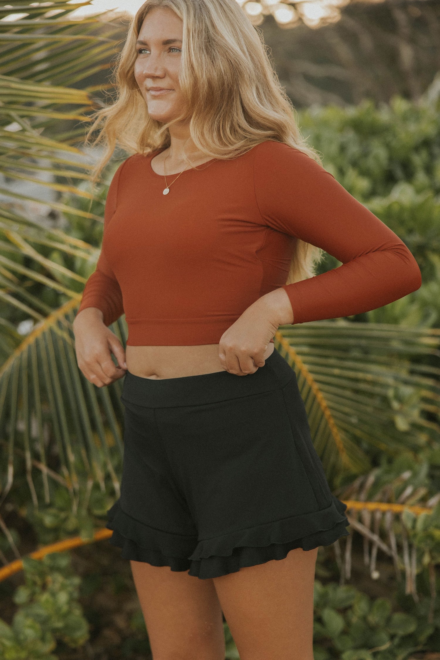 Black Cute Classy High Waisted Swim Shorts