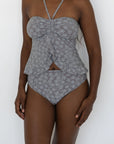 Sierra High Waisted Bottoms | Blue Textured Full Coverage Swim Bottoms