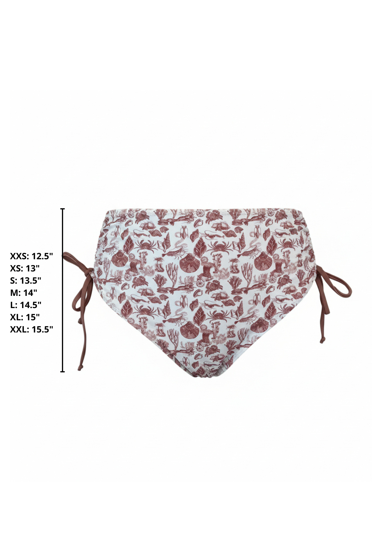 Marina High Waisted Bottoms | Adjustable Tie Coastal Print Swim Bottoms
