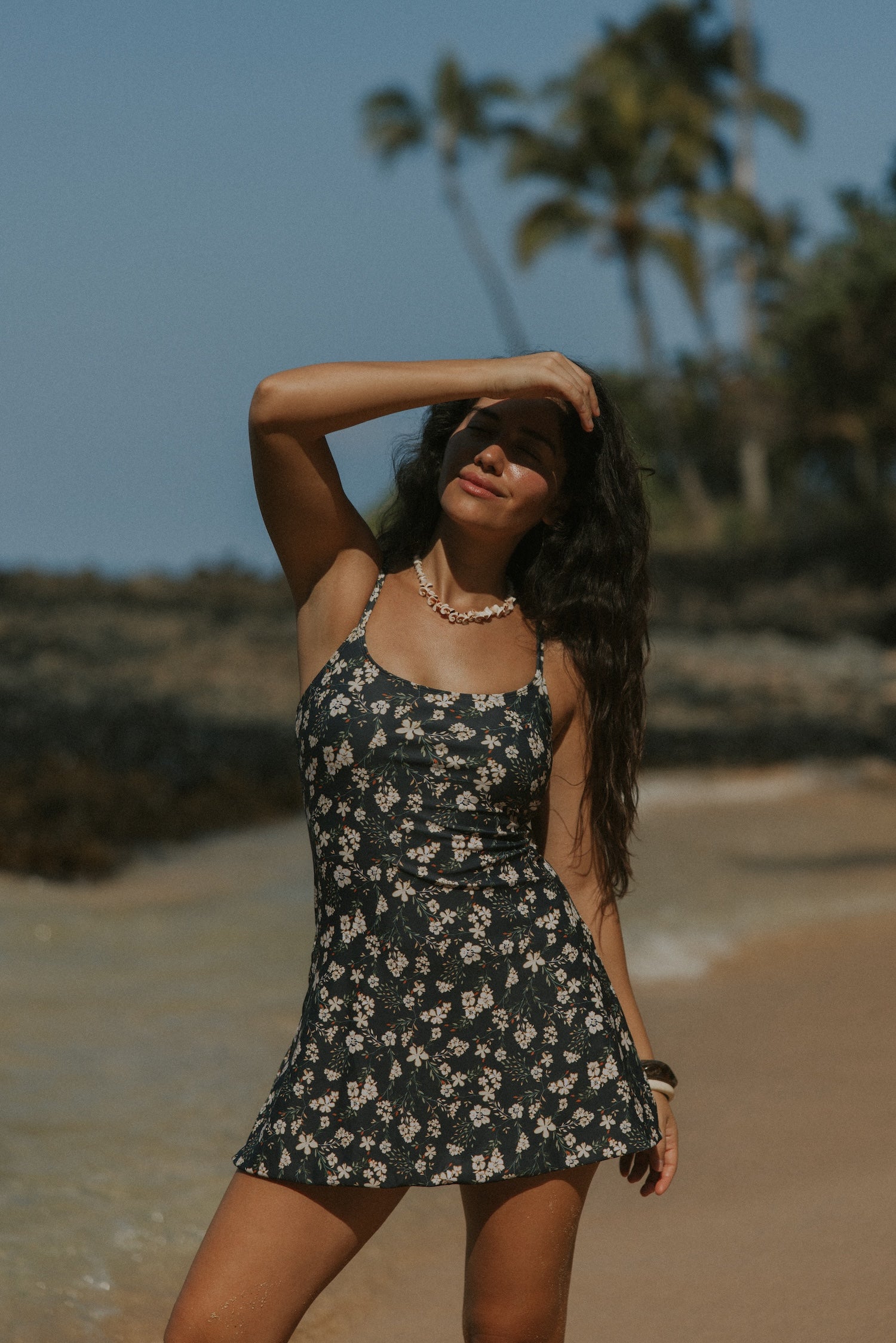 Floral Flare Swim Dress with Corset Back