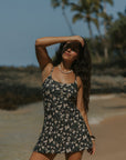 Floral Flare Swim Dress with Corset Back