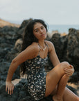 Scoop Neck Floral Swim Dress 