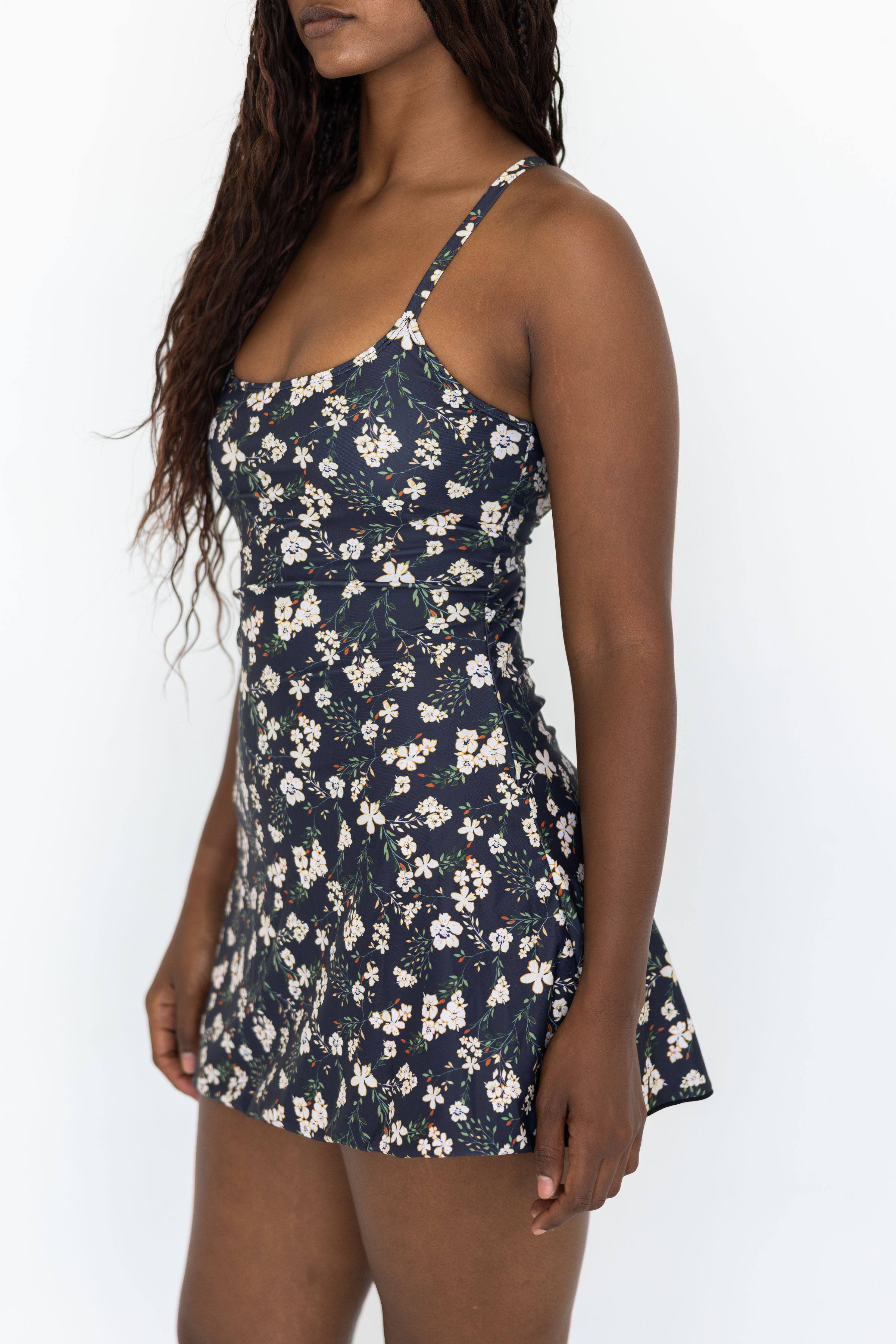 Sydney Swim Dress | Floral Crisscross Back Swim Dress with Built-In Support