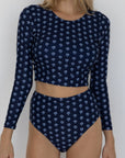 Topanga Long Sleeve Top | Floral High Neck Rashguard Swim Top