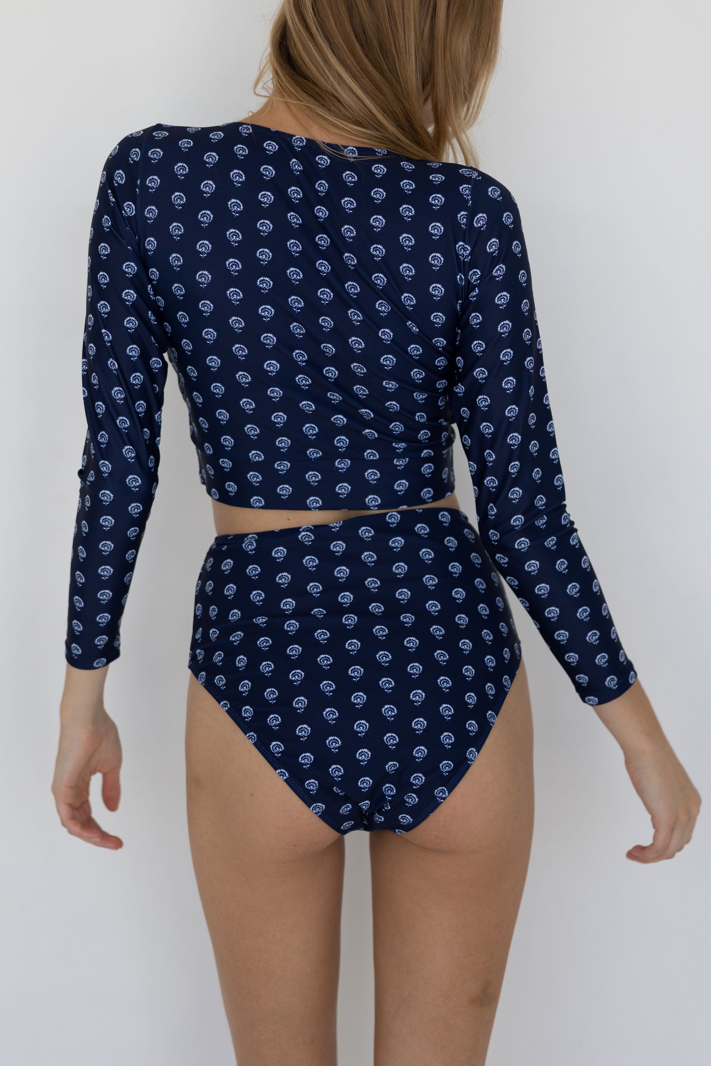 Topanga Long Sleeve Top | Floral High Neck Rashguard Swim Top