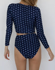 Topanga Long Sleeve Top | Floral High Neck Rashguard Swim Top