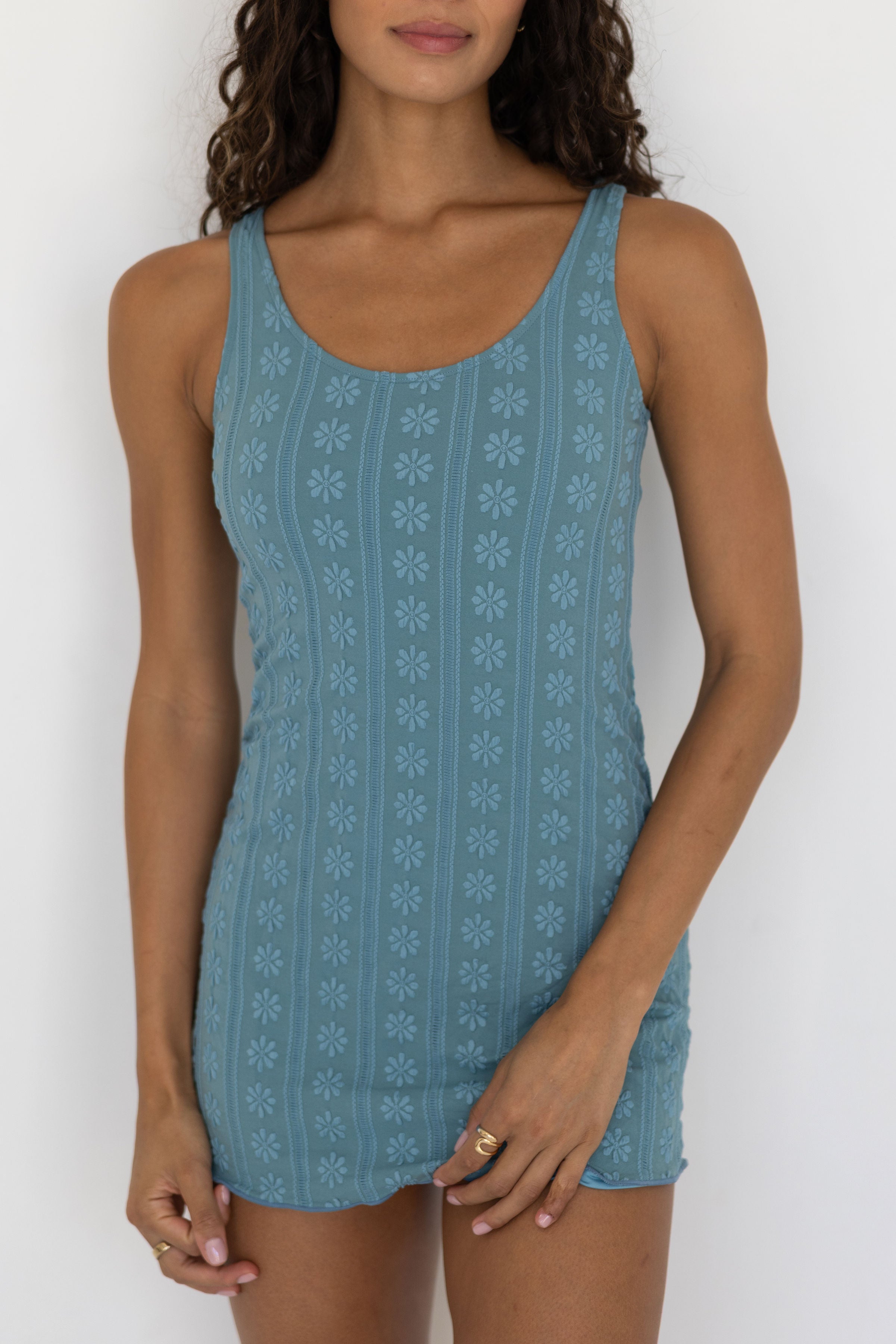 Topaz Swim Dress | Floral Scoop Neck Swim Dress