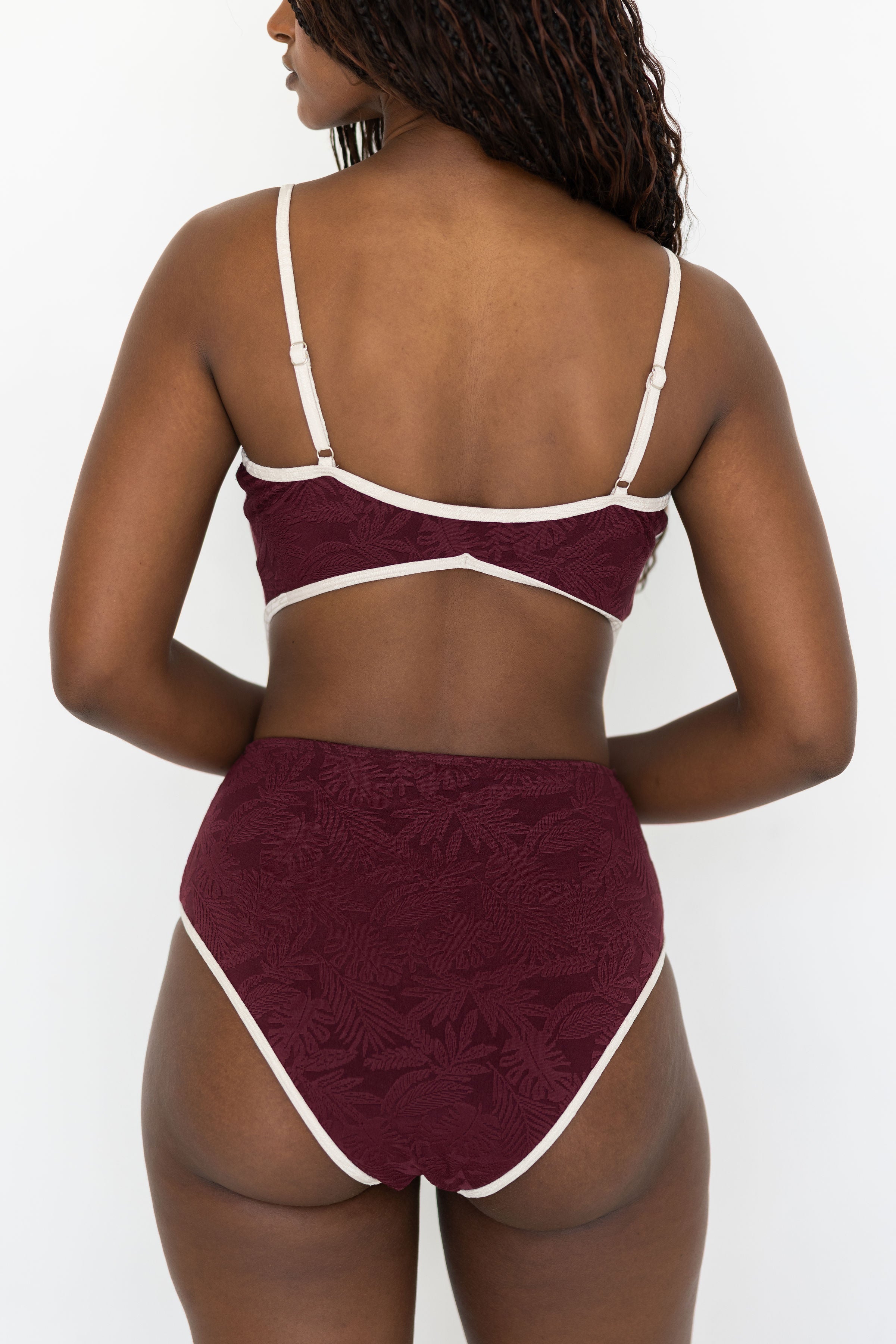 Venus One Piece Swimsuit | Burgundy Floral Textured One Piece Swimsuit
