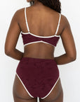 Venus One Piece Swimsuit | Burgundy Floral Textured One Piece Swimsuit