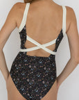 Victoria One Piece | Black Floral Bowknot Swimsuit