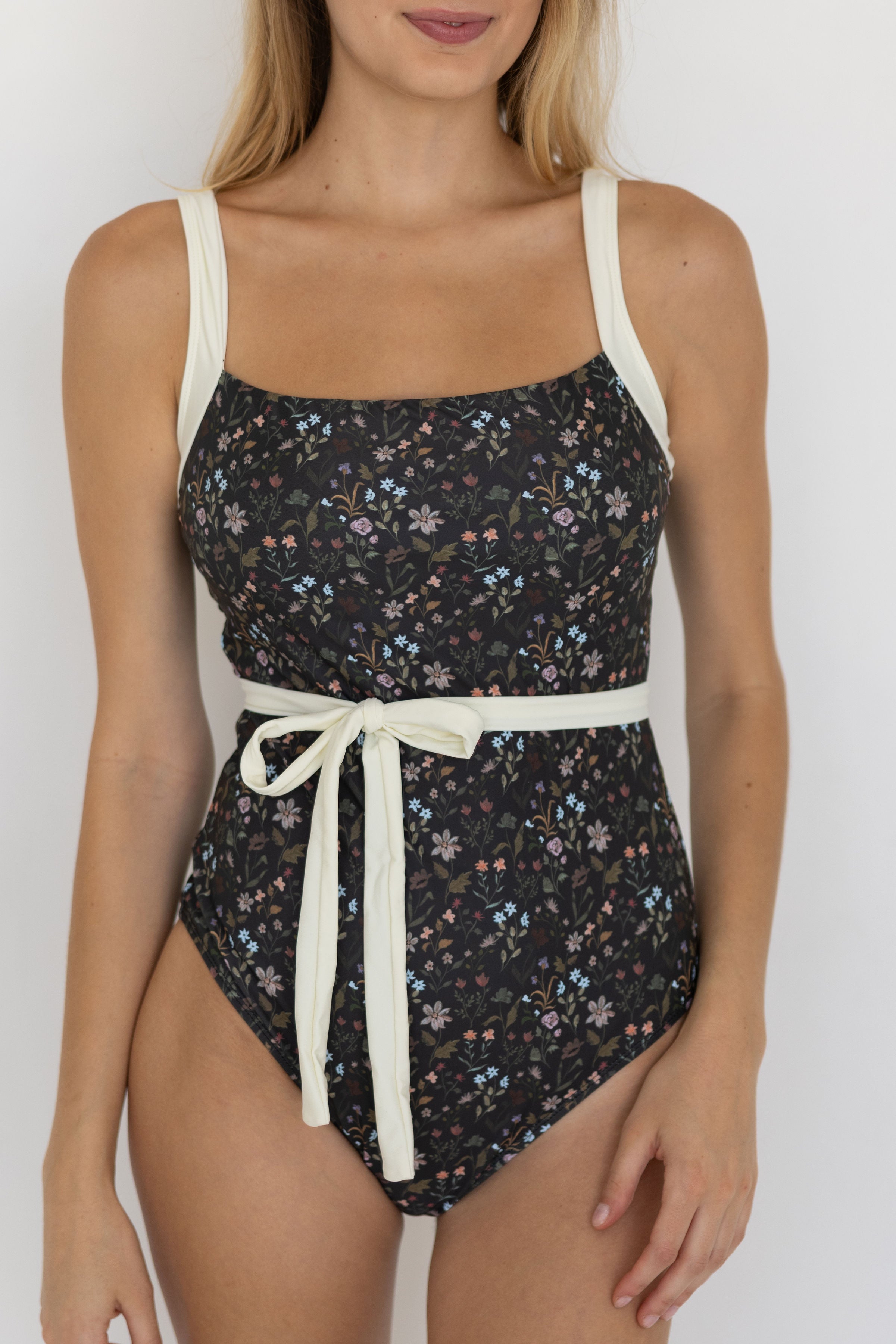 Victoria One Piece | Black Floral Bowknot Swimsuit