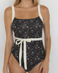 Victoria One Piece | Black Floral Bowknot Swimsuit