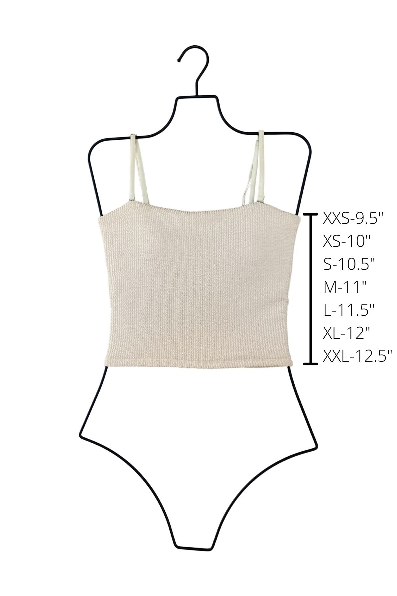 High Tide Top | White Strapless Crinkle Textured Tankini Top