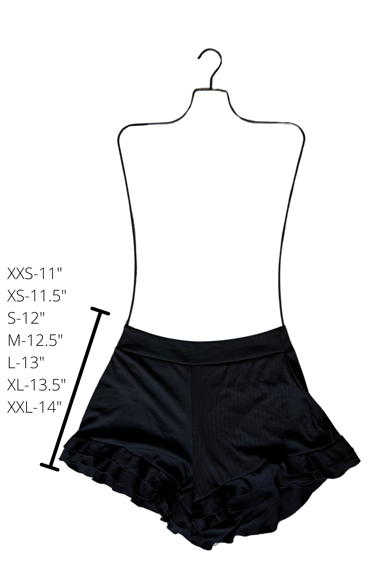 Obsidian High Waisted Swim Shorts | Ribbed Ruffled Swim Shorts with Built In Liner