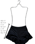 Obsidian High Waisted Swim Shorts | Ribbed Ruffled Swim Shorts with Built In Liner