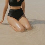 modest black bikini set for women flattering ruching