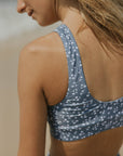 active sports bra style bikini top cropped cut thick straps