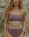 Mauve Full Coverage High Waisted Bikini
