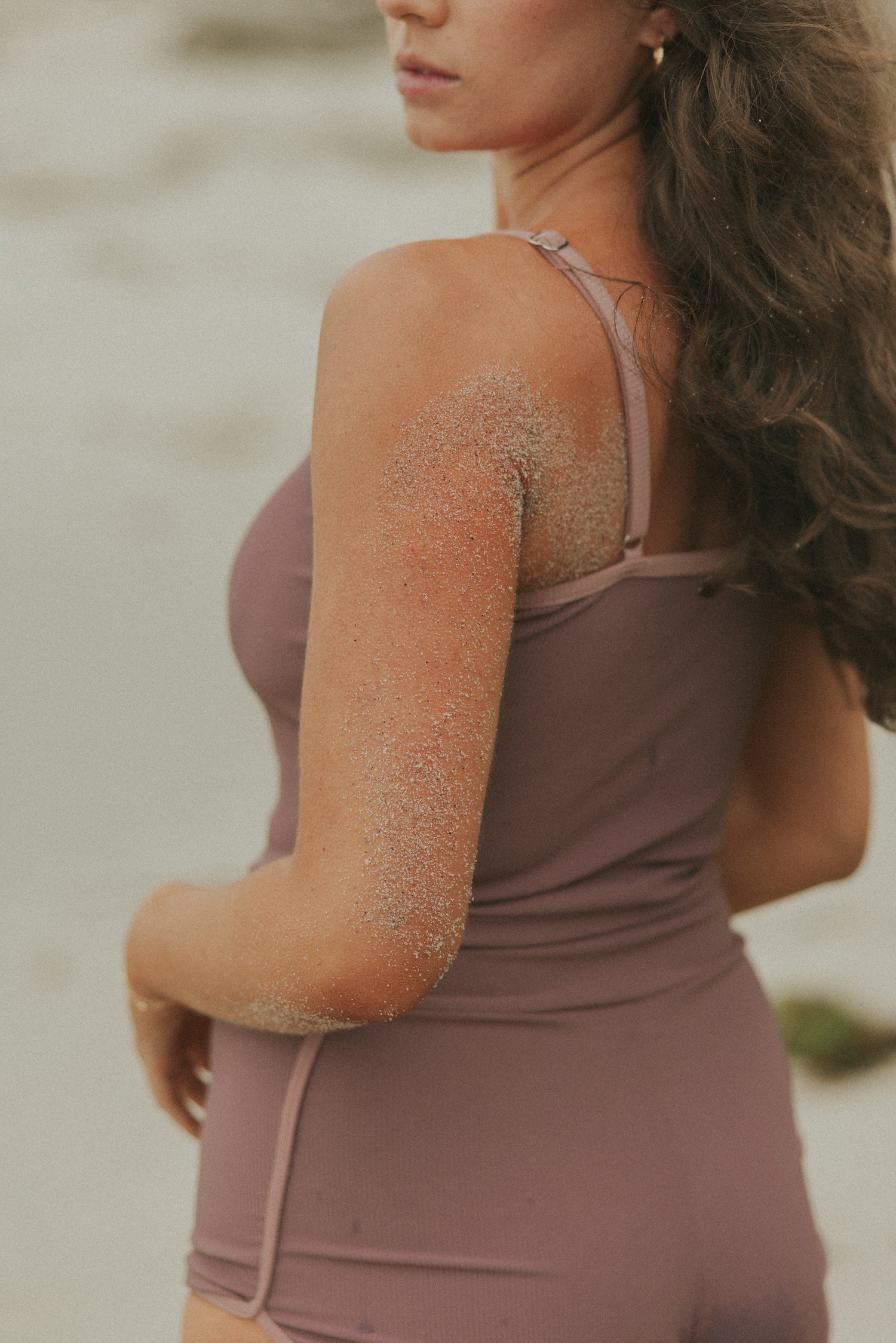 Dusty Mauve Retro Full Coverage Tankini