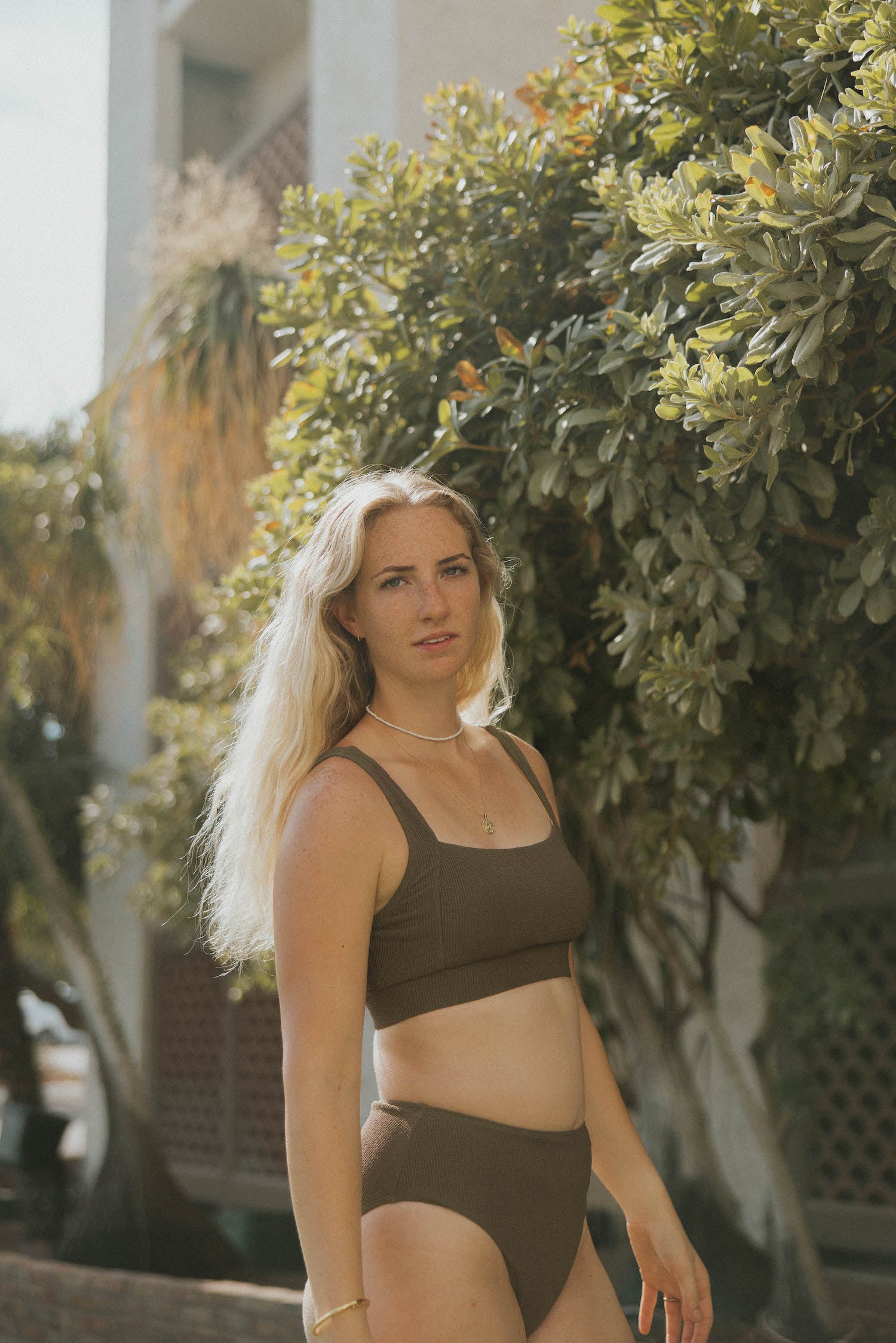 Brown Modest Bikini Set