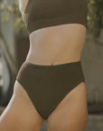 Full Coverage Textured Neutral Brown Bikini Set