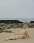 Brown muslin matching loungewear set for women.