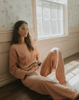 Ribbed luxury loungewear set for women.