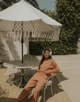 Ribbed flare loungewear pants for women.