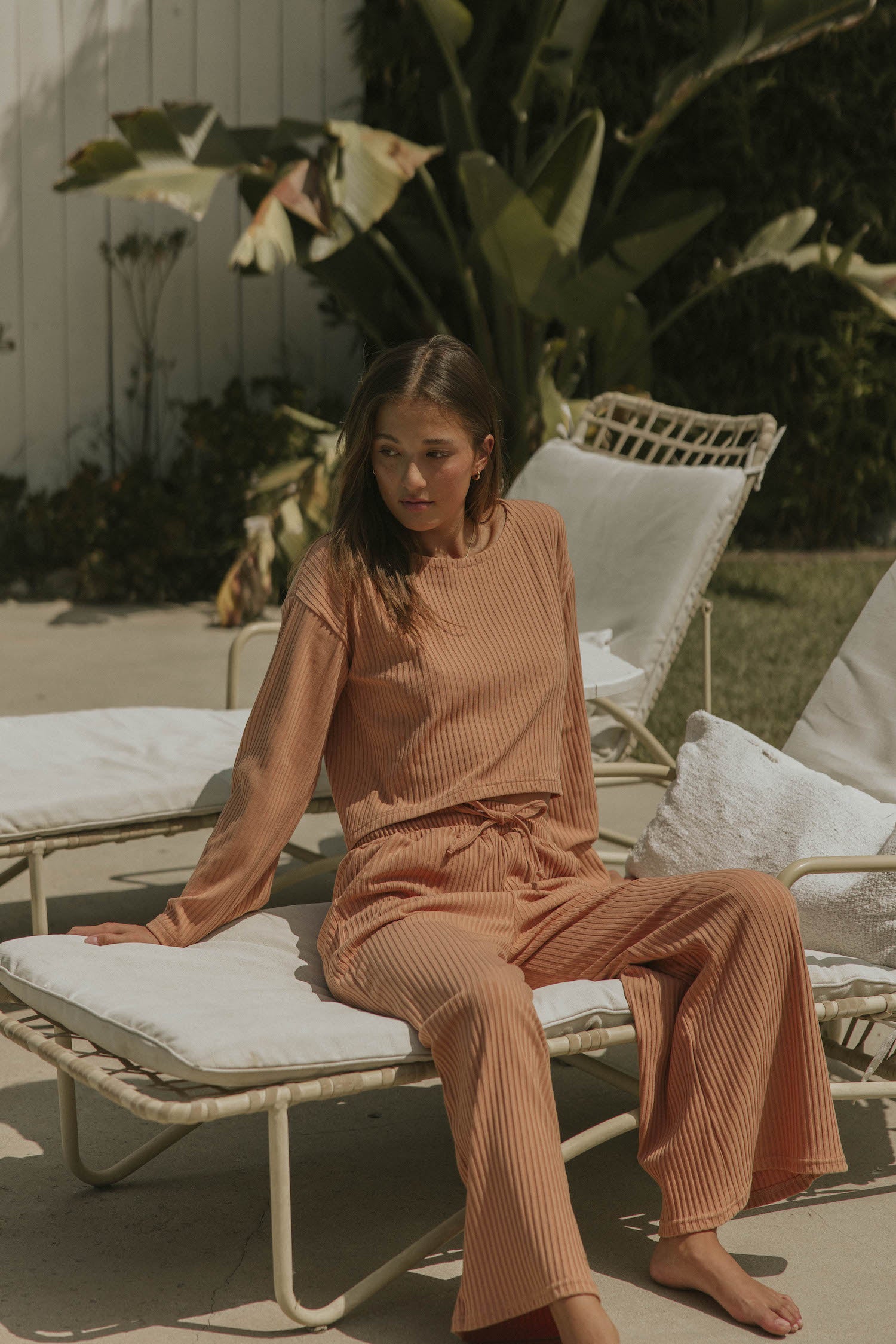 Ribbed luxury loungewear set for women.