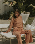 Ribbed luxury loungewear set for women.
