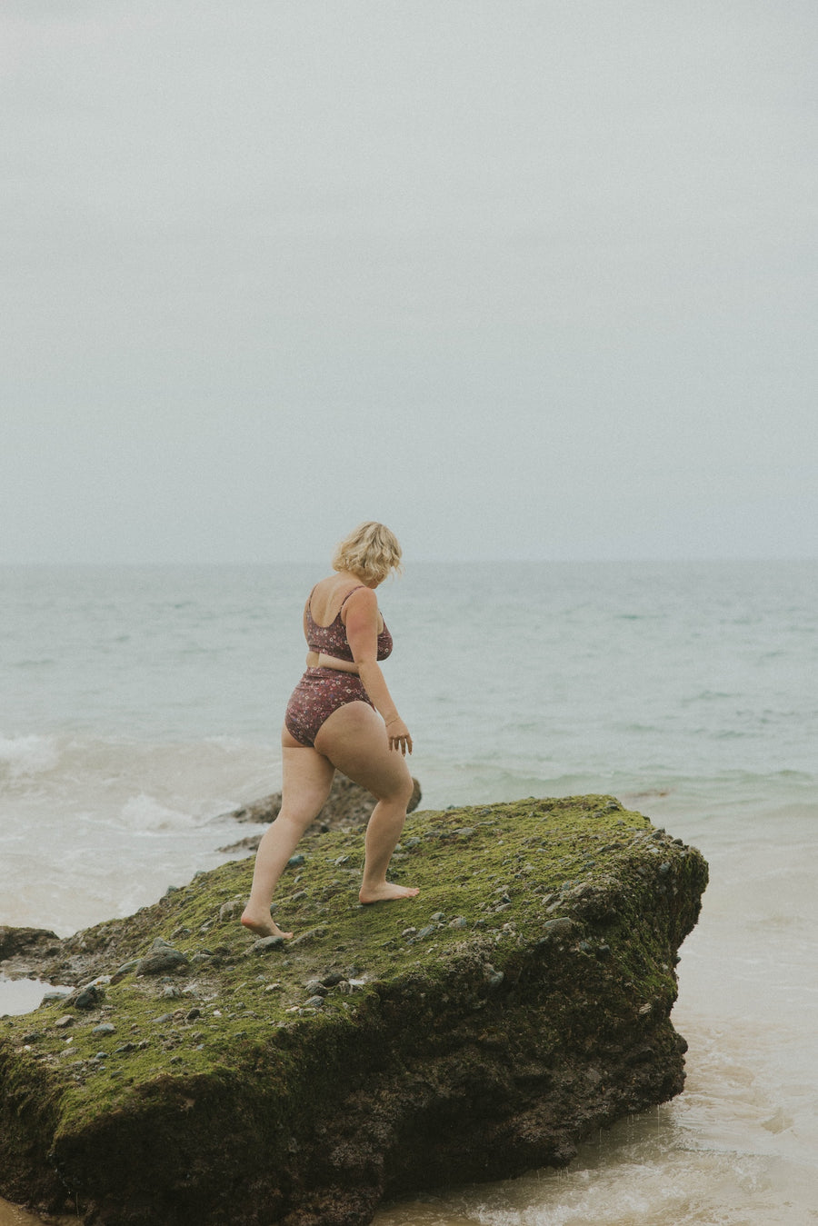 Maroon Modest Bikini for the Beach