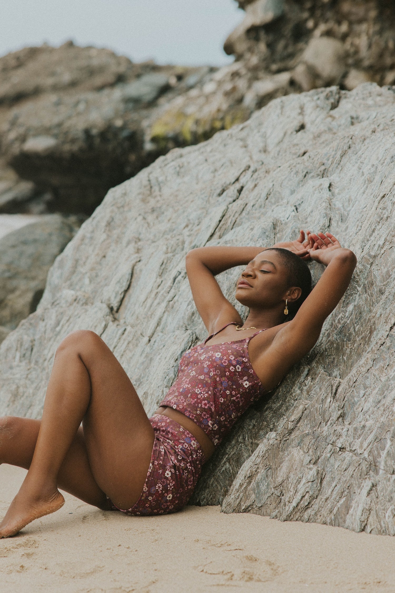 Maroon Floral Classy Tankini for the Beach